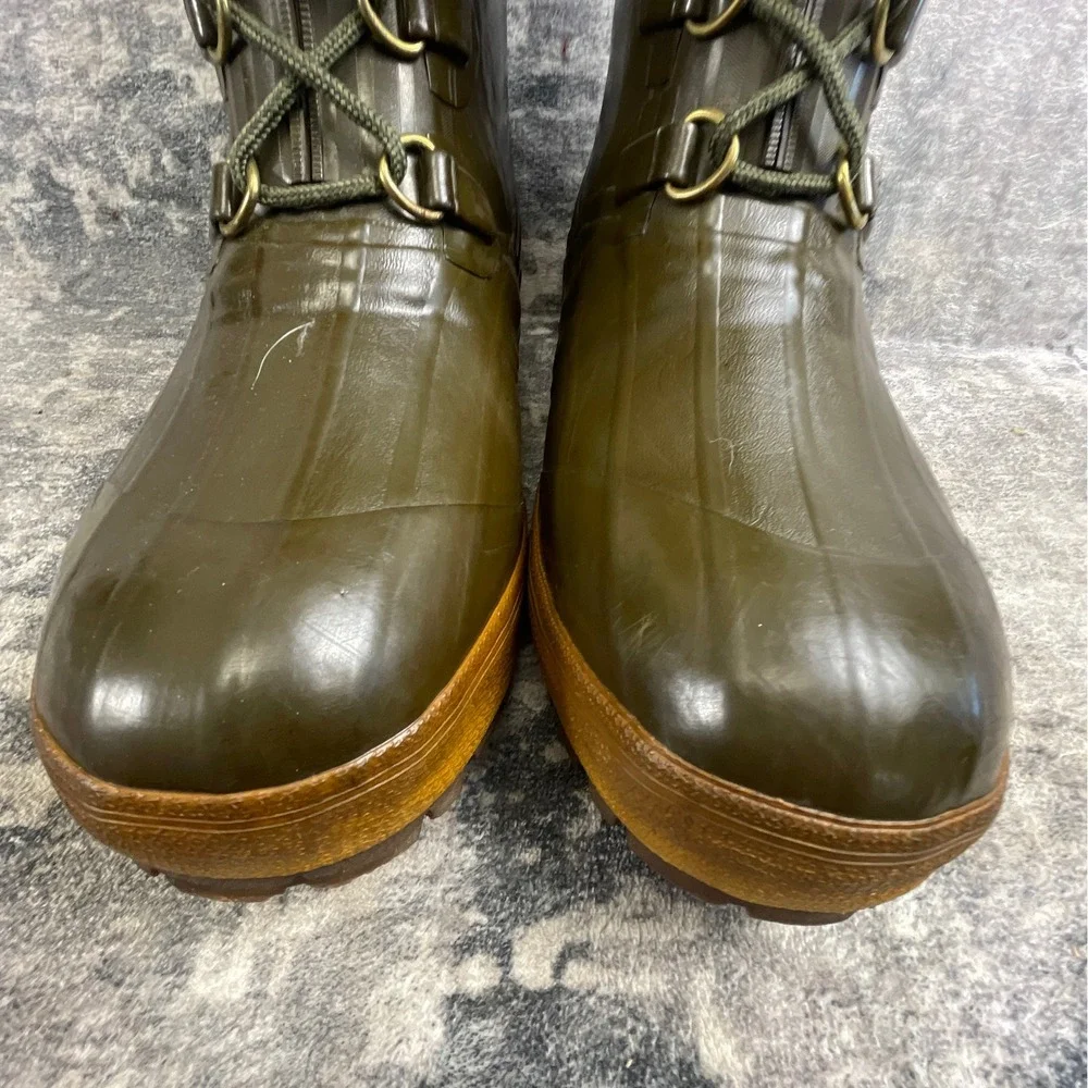 Hodgman Mens 10 Insulated Rubber Hunting Boots Olive Green Shearling Duck Style